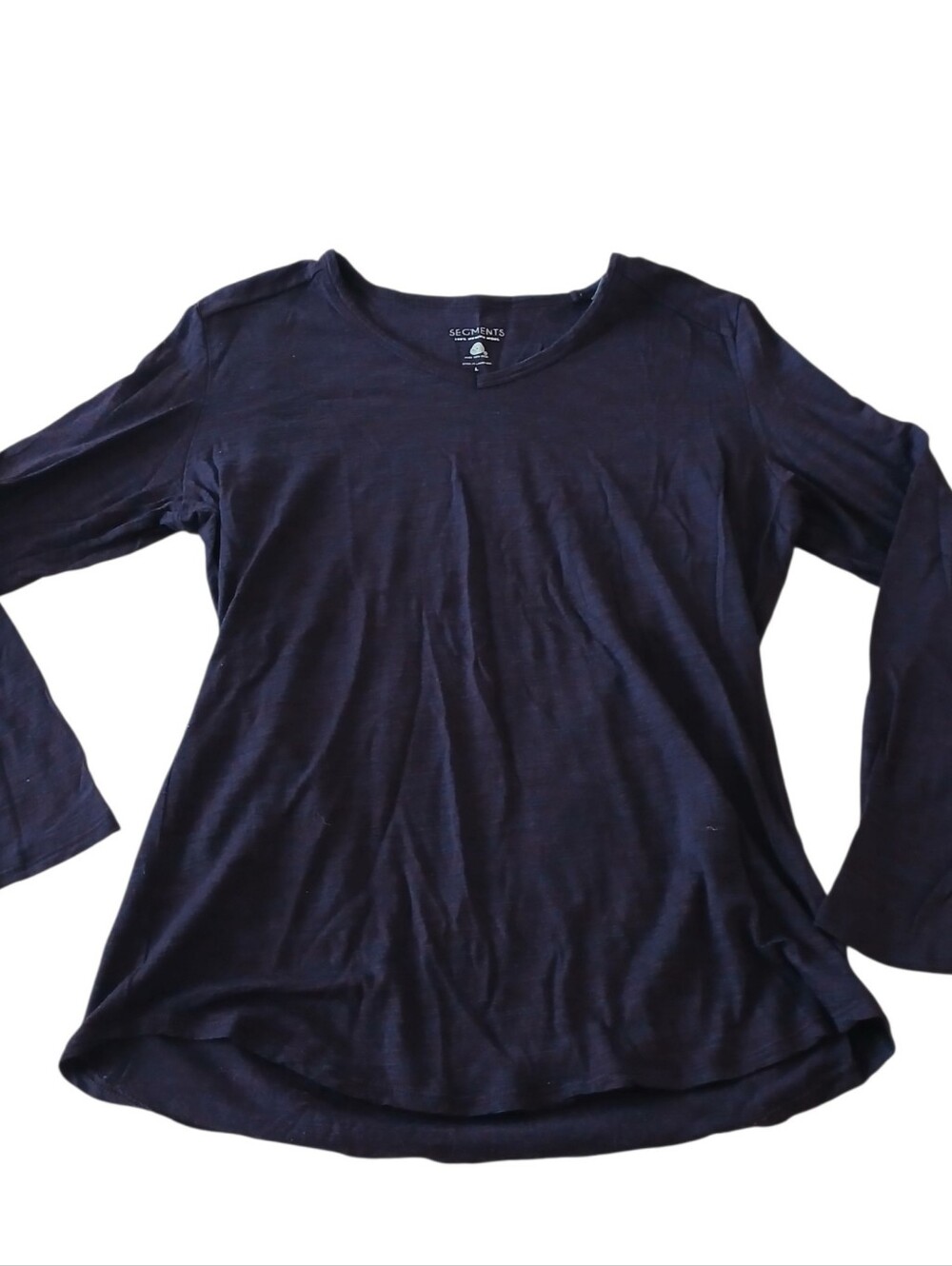 SEGMENTS 100% Merino Wool Base Layer Long Sleeve Top Women's L Purple Flaw
